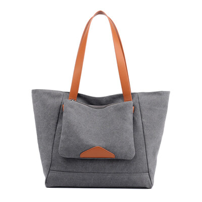 

2PcsSet Large Capacity Women Casual Canvas Zip Tote Shoulder Handbag Clutch Bag