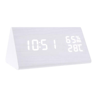 

USB Wood LED Sound Control Alarm Clock Thermometer Timer Calendar Display
