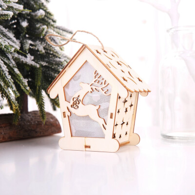 

〖Follure〗Christmas Decoration Luminous Wooden House Christmas Tree Ornaments DIY Gift