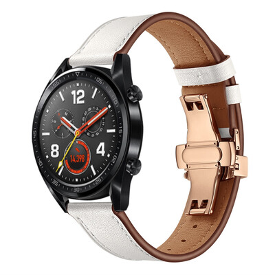 

〖Follure〗Gold Butterfly buckle Leather Wrist Watch Strap Band For Huawei GT Watch 22mm