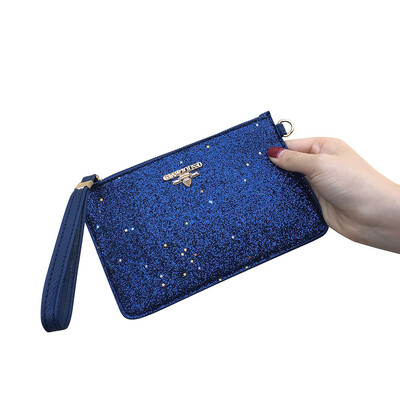 

Tailored Women Fashion Solid Color Sequins Chain Messenger Shoulder Bag Clutch Bag Blue