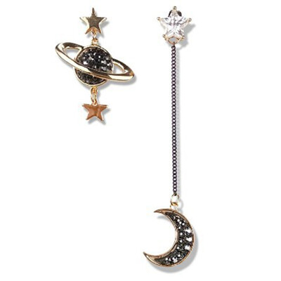 

United States fashion popular diamond water diamond stars moon planet earrings