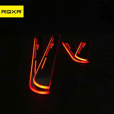 

Acrylic door sill plate strip with led decorative welcome light moving door scuff for Audi