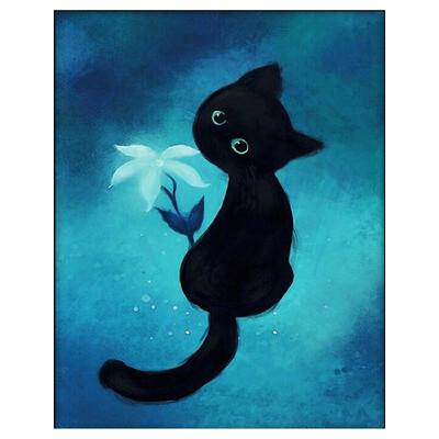 

DIY Diamond Painting Sets Different Shape Diamond Drawing Cross Stitch Wall Decorative Color Cat 30x25cm