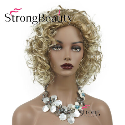 

StrongBeauty Women Synthetic Wig Hair Natural Medium length Curly Hair BlondeBlack Wigs Capless