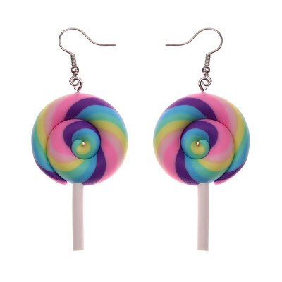 

Rainbow swirl Lollipop Earrings earring candy costume trendy Style woman girl Jewelry