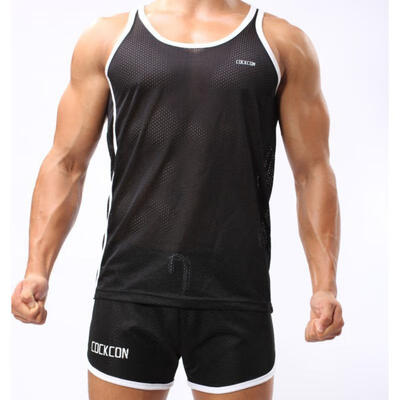 

Summer Men Pajamas Breathable Quick-drying Mesh Double Jersey Joggers O-Neck Tank Tops Pajama Sets
