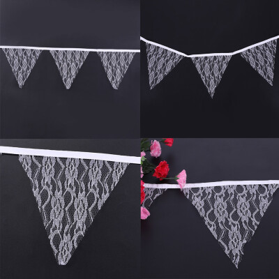 

Greensen White Lace Bunting Flags Banner Wedding Party Holiday Celebration Ornaments Decoration Wedding Decor Lace Bunting