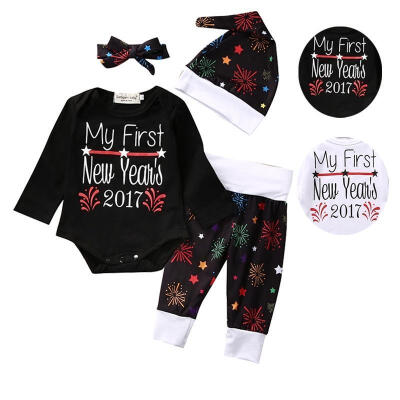 

Infant Newborn Baby Boy Girls RomperPants Jumpsuit Bodysuit First New Year 2017 Kids Clothes Outfits