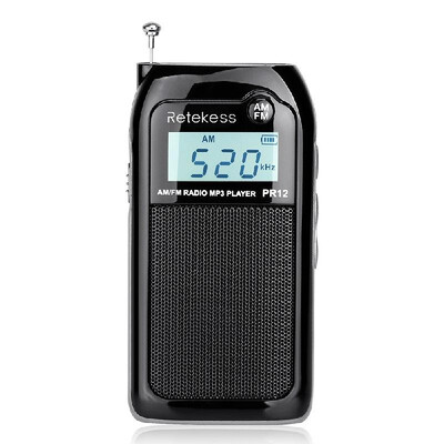 

Retekess PR12 Portable AM FM Stereo Radio Pocket MP3 Player 2 Band Digital Tuning Radio Mini Receiver Outdoor Radio w 12" LCD Di