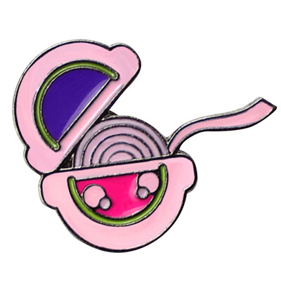

Cartoon Bubble Gum Circle Roll Brooches Pink Enamel Jacket Pins Badge Kids Gift