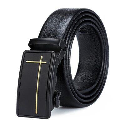 

Spot factory direct automatic buckle mens belt double edging scratch-resistant belt black casual cross-country belt