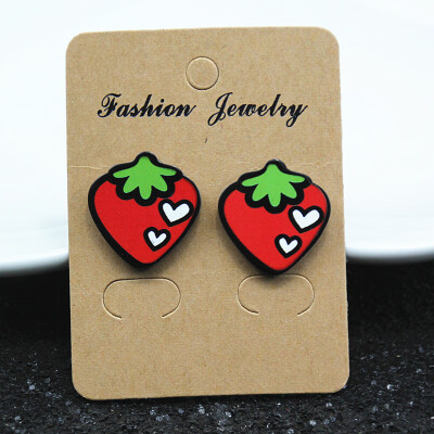 

E098 Fashion Jewelry Cute Cartoon Rose Watermelon Cherry Stud Earrings For Women&Girls Creative Art Fruits Plants Earrings