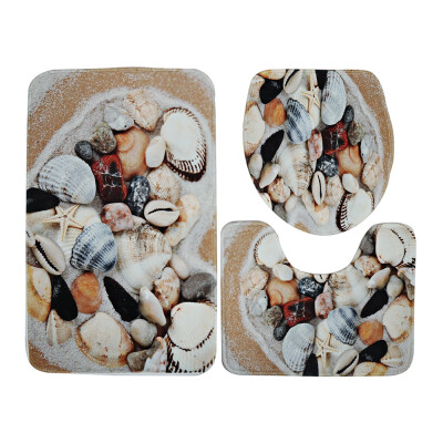 

3pcs Seashell Style Bath Toilet Mat Seat Cushion Non-slip Floor Rug