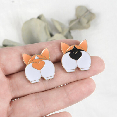 

12Pcs Corgi Butt Heart Enamel Pins Puppy Metal Badges Jewelry Gifts For Clothes Decoration