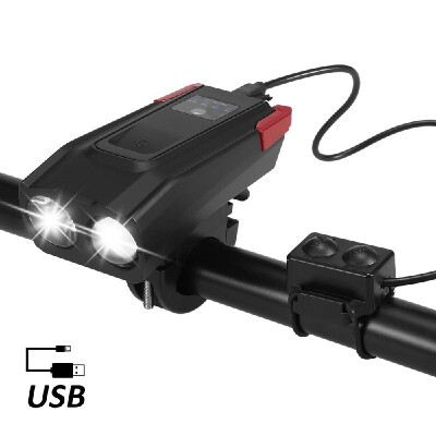 

Bicycle Front Light USB Rechargeable Smart Induction Bike Headlight LED Lamp Flashlight with Horn 2000mAh4000mAh Battery