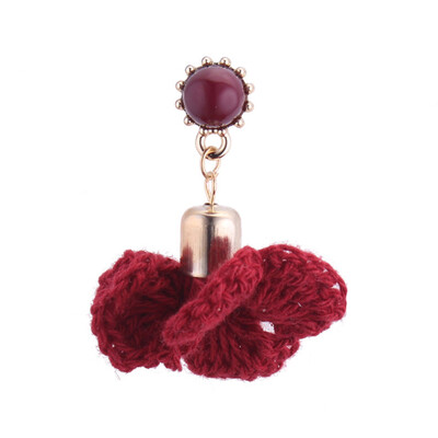 

New Fashion Cotton Personality Hand-Knit Wool Flower Bead Earrings For Women Creative Hook Flower Earrings