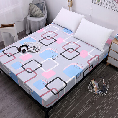 

New Printing Bed Mattress Cover Waterproof Mattress Protector Pad Fitted Sheet Separated Water Bed Linens with Elastic