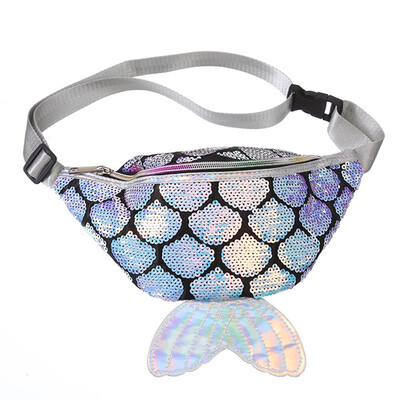 

New Women Girls Mermaid Tail Sequin Waist Belt Bag Fashion Laser Chest Pouch Hip Bum Bag Small Belt Purse Mermaid Wallet