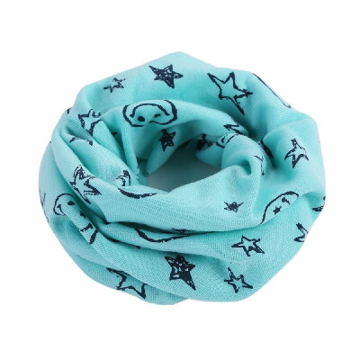 

Children Warm Cotton Scarf O Ring Shawl Neckerchief Boy Girl Circle Loop Cartoon Smile Face Star Pattern Neck Warmer