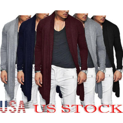 

Mens Winter Long Sleeve Slim Knitted Cardigan Warm Sweater Jumper Jacket Coat