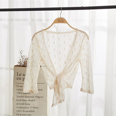 

Lace Small Shawl Jacket Summer Thin Cardigan Long-sleeved Sunscreen Clothing Female Wild Small Vest