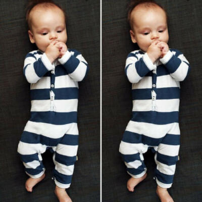 

US Newborn Baby Boy Girl Striped Autumn Clothes Romper Bodysuit Jumpsuit Outfit