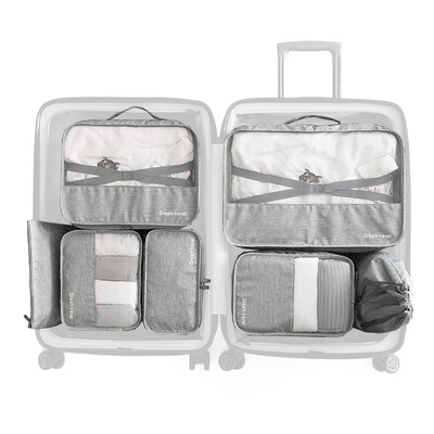 

7 PCS Travel Luggage Packing Bag Set Portable Clothes Organizer Water-resistant Storage Cubes Pouch Set