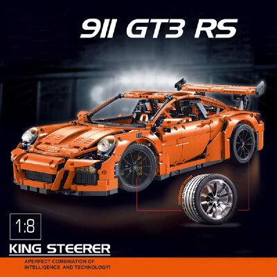 

Porsche 911 GT3 RS Building Blocks Toy 18 Race Sports Car Building Kit Plated Wheel Adult Collectible Sports Car Model 2728pcs