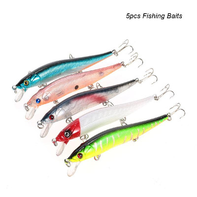 

Lixada 5pcs 12cm135g Hard Bait Minnow Lure Fishing Artificial Baits with 3 Hooks Swimbait Fishing Tackle