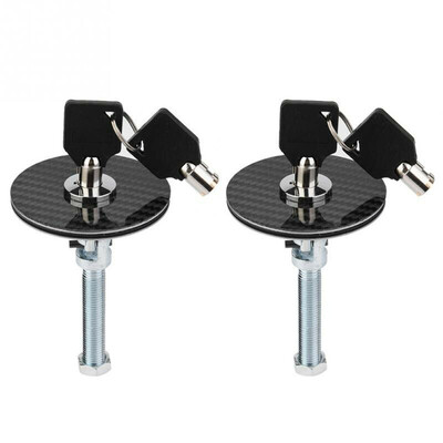 

2PCS Set Black Racing Car Engine Bonnet Carbon Fiber Hood Pins Latch Key Locking