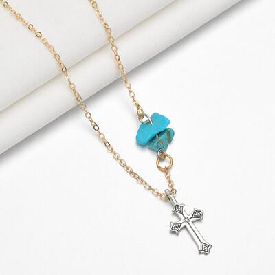 

New Bohemian Irregular Stone Pendant Necklace For Women Gold Link Chain Necklaces Best Friends Gifts Birthday Christmas Jewelry