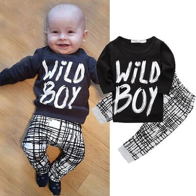 

2018 Newborn Infant Baby Boys Clothes Wild Boy T-shirt TopPant Legging Outfits Set