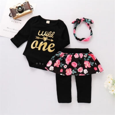 

Cute fashion Newborn Kids Baby Girls Romper Tops Floral Skirt Pants Outfits Set Clothes