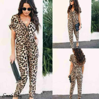 

US Women Ladies Leopard Clubwear Summer Playsuit Party Jumpsuit Romper Trousers