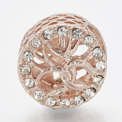 

Alloy Rhinestone European Beads Large Hole Beads Hollow Column Rose Gold Crystal 115x9mm Hole 5mm