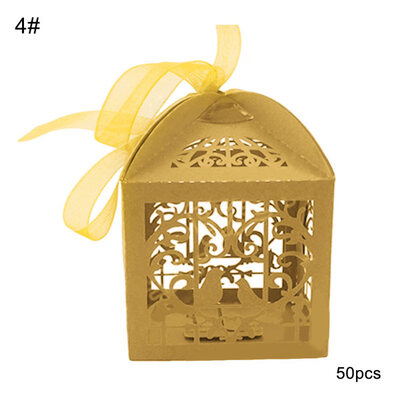 

50PcsSet Lace Ribbon Hollow Love Bird Wedding Favor Sweets Candy Boxes Gifts