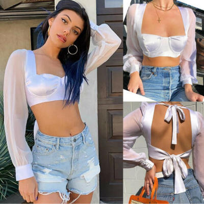 

Women Summer Casual Off Shoulder Tank Top Vest Blouse Long Sleeve Tops Shirt US