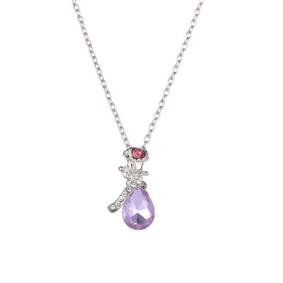 

2019 Trend Woman Necklace Angel Tears Shape Crystal Pendant Necklace Flower Jewelry Beautiful