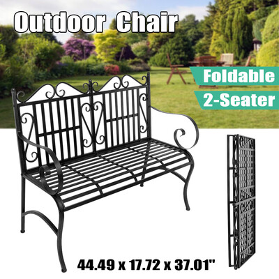 

2-Seater Garden Bench Porch Chair Seat with Steel Frame Solid Construction