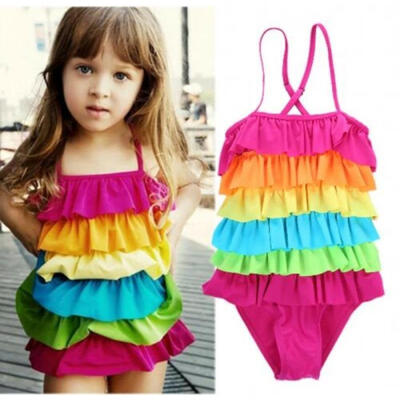 

Summer Toddler Kids Girls Rainbow Bikini Swimwear Swimsuit Swimming Costume