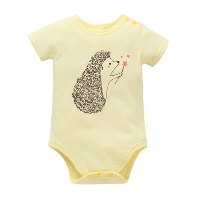

Cute Newborn Baby Short Sleeve Rompers Round Neck Animal Print Jumpsuit
