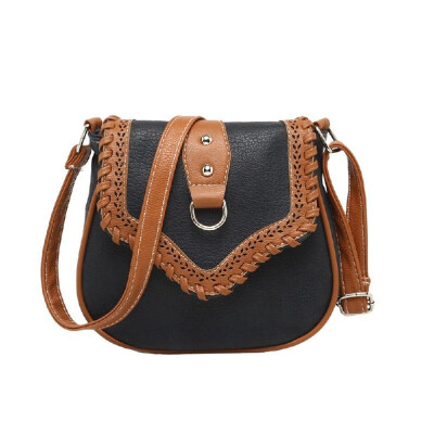 

Retro Women Crossbody Bags PU Leather Woven Splice Shoulder Messenger Bag Small Handbag Satchel Tote