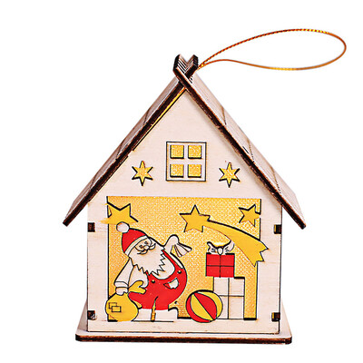 

〖Follure〗LED Light Wood House Cute Christmas Tree Hanging Ornaments Holiday Decoration