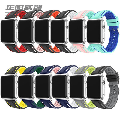 

42mm Bicolor Silicone Buckle Sport Watch Band Strap Two Tone Replacement Wristband for Men Women for Apple Watch iwatch series 12