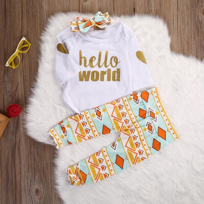 

Newborn Baby Girls Top RompersFloral Pants Leggings Headband 3pcs Outfits Set
