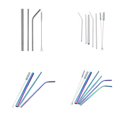 

47PCS Eco Friendly Mugs Reusable Drinking Straw High Quality 304 Stainless Steel Metal Straw Cleaner Brush