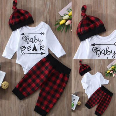 

New Baby Boy Crawl Suit Long Pant Bodysuit Outfits Set Casual Clothes Suit 3 Pcs