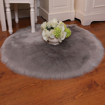 

3 Sizes Circular Shape Washable Shiny Fur Sheepskin Soft Carpet Floor Carpet Livingroom Bedroom Rug Home Decor Christmas Gift