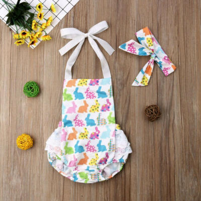 

Lovely Infant Baby Girls Romper Sunsuit JumpsuitHeadband Summer Clothes Outfits